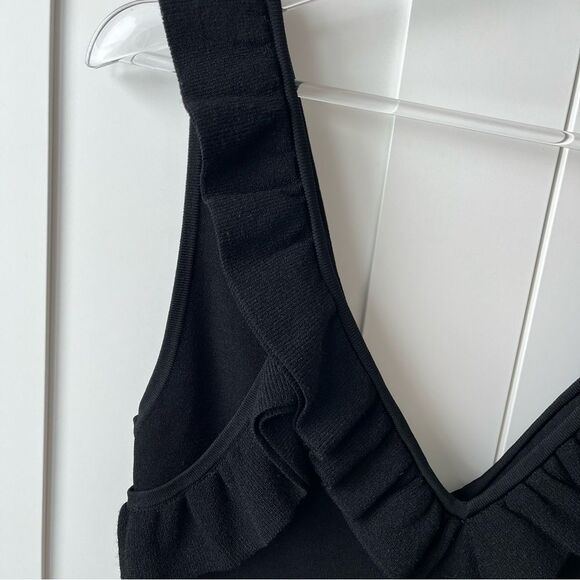 Ronny Kobo Sora Double Knit Ruffle Sleeveless Mini Dress in Black size large - Picture 7 of 15